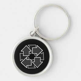 Llavero Clockwise Arrows Minimal Geometric Black Variant 2