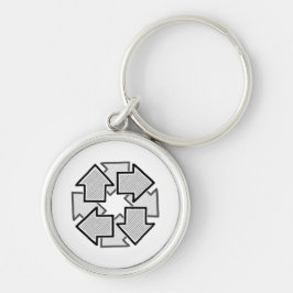 Llavero Clockwise Arrows Minimal Geometric White Variant 1