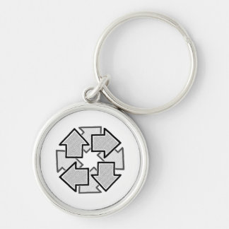 Llavero Clockwise Arrows Minimal Geometric White Variant 1