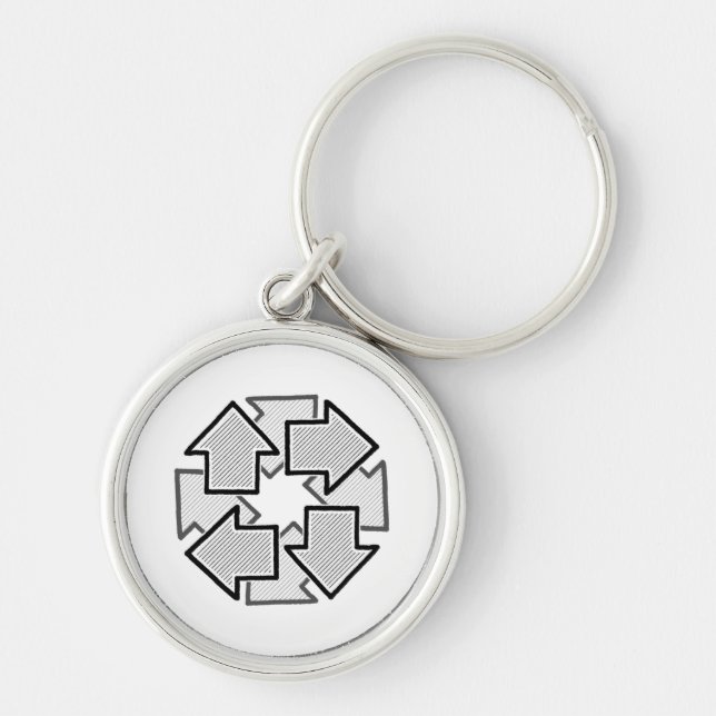 Llavero Clockwise Arrows Minimal Geometric White Variant 1 (Frente)
