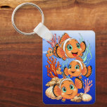 Llavero Clown fish Cartoon cute Family Underwater<br><div class="desc">Cute and Joyful little Clownfish Cartoon Characters swimming together on underwater Coral Reef Background. Original Vector Illustration Copyright BluedarkArt.</div>
