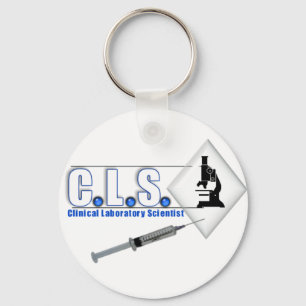 LLAVERO CLS LOGO AZUL CON MICROSCOPE - CIENTÍFICO LABORAL