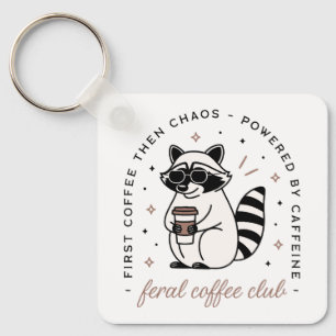 Llavero Club de café Raccoon estética graciosa y caótica c
