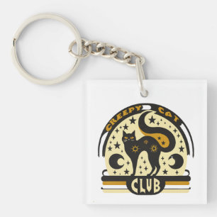 Llavero Club de Gato Espeluznante – Diseño Retro de Gato N