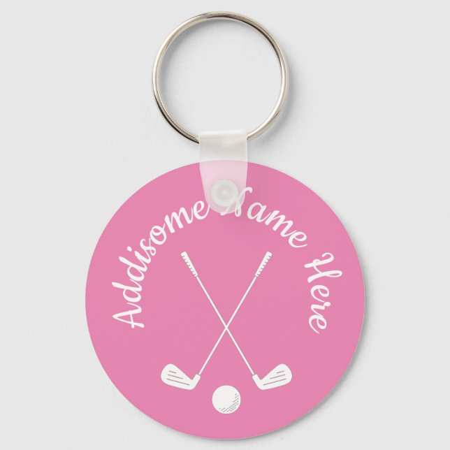 Llavero Club de golf Monogramado Pink White (Anverso)