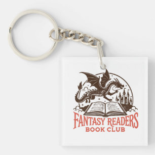 Llavero club de lectores de fantasía dragón y libro