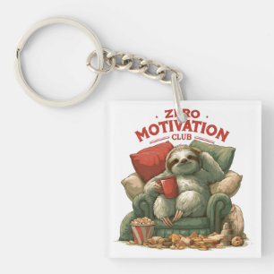 Llavero Club de Motivación Cero Perezoso Relajándose en Bu