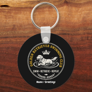 Llavero Club de Natación de Golden Retriever Vintage Perro