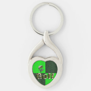 Llavero Clubes de golf de mosaico verde, anillo de claves