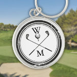 Llavero Clubes de golf monogramas personalizados<br><div class="desc">Personalice las iniciales para crear un gran regalo y mantener el golf en un monograma. Diseñado por Thisisnotme©</div>