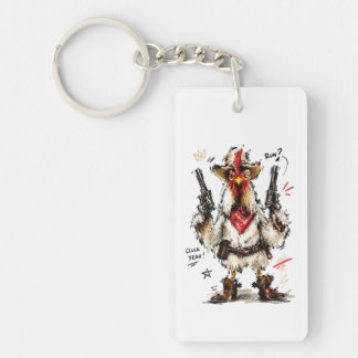 Llavero Cluck Yeah! Cowboy Rooster with Pistols