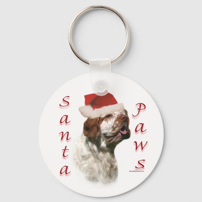 Llavero Clumber Spaniel Santa Paws (Anverso)