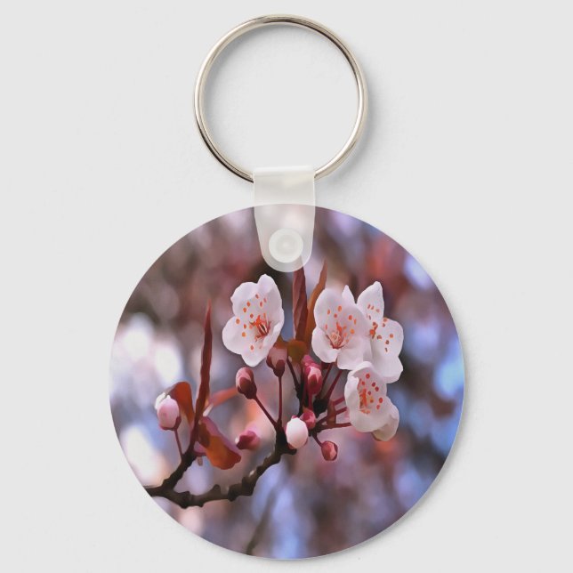 Llavero Clúster con flores de cerezo con rosa y azul (Anverso)