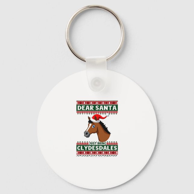 Llavero Clydesdale Horse Christmas Ugly Xmas Sweater Eques (Anverso)