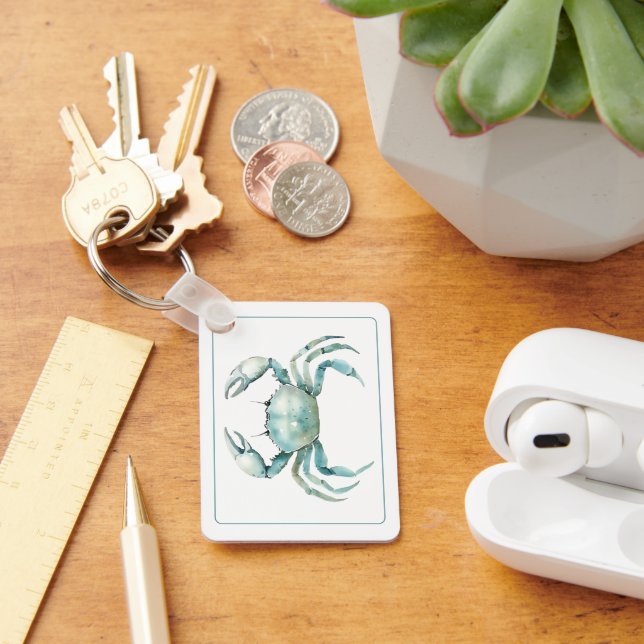 Llavero Coastal Watercolor Crab Personalized (Escritorio )