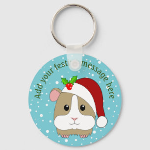 Llavero Cobaya de Navidad con sombrero de Santa personaliz