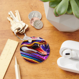 Llavero Cobra vibrante escalas azul y amarillo