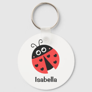Llavero Coccinella roja y negra linda con corazones para n