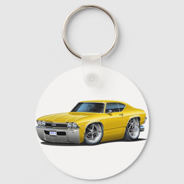 Llavero Coche amarillo chevelle de 1968 (Anverso)