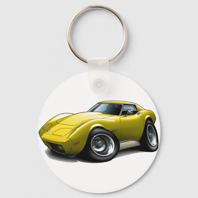 Llavero Coche amarillo Corvette 1973-76 (Anverso)