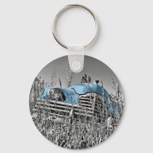 Llavero coche azul vintage
