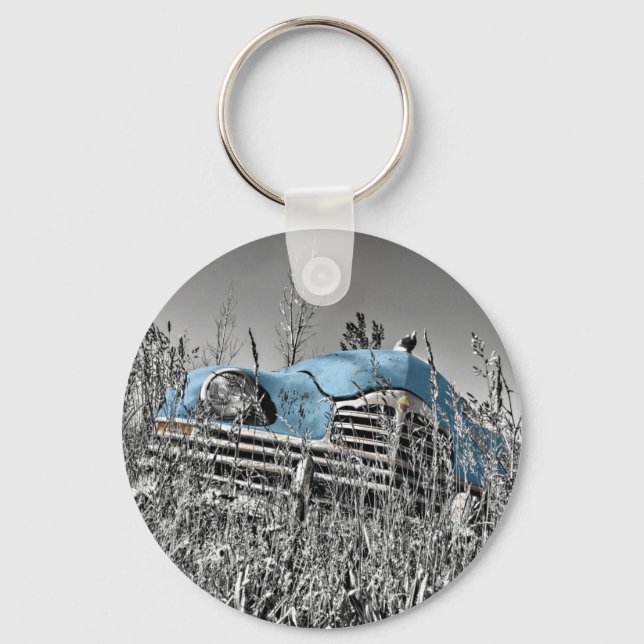 Llavero coche azul vintage (Anverso)