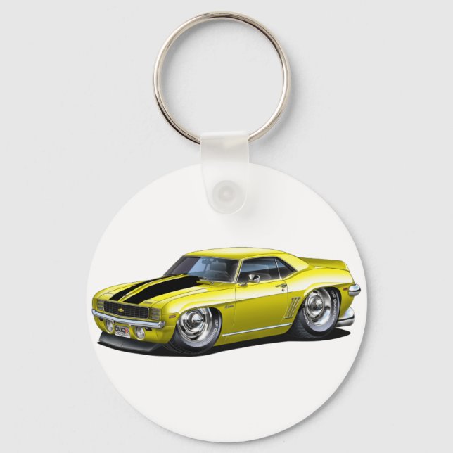 Llavero Coche Camaro amarillo-negro de 1969 (Anverso)