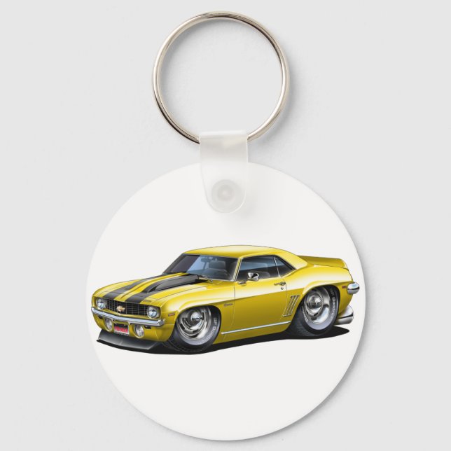 Llavero Coche Camaro SS amarillo-negro de 1969 (Anverso)