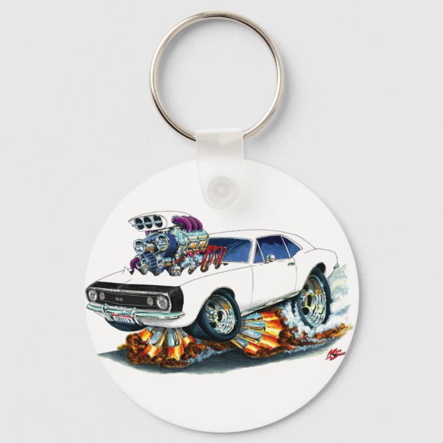 Llavero Coche Camaro SS blanco-negro de 1967 (Anverso)