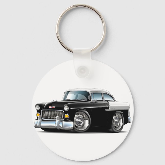Llavero Coche Chevy Belair negro-blanco de 1955 (Anverso)