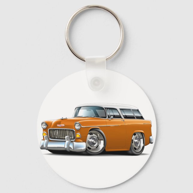 Llavero Coche Chevy Nomad Naranja-Blanco de 1955 (Anverso)