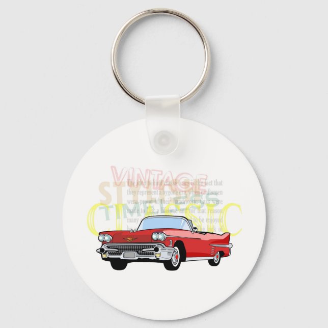 Llavero Coche clásico, viejo convertible vintage en rojo (Anverso)