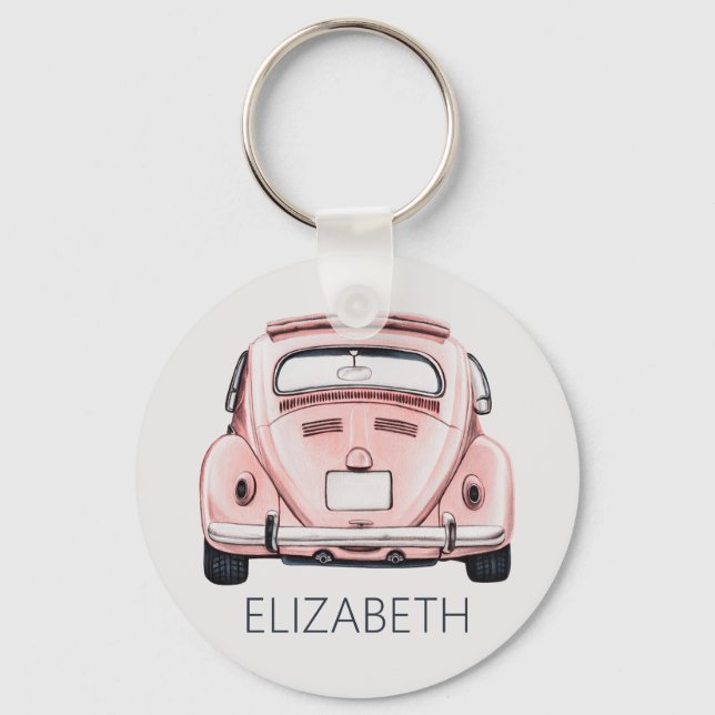 Llavero Coche con buggy Bug Bug clásico rosa personalizado (Anverso)
