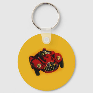 Llavero Coche de Carreras automática amarillo rojo antiguo
