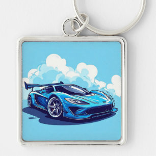 Llavero Coche Deportivo Azul Bajo Cielo Despejado