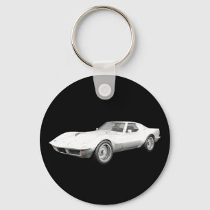Llavero Coche deportivo Corvette 1970: acabado blanco