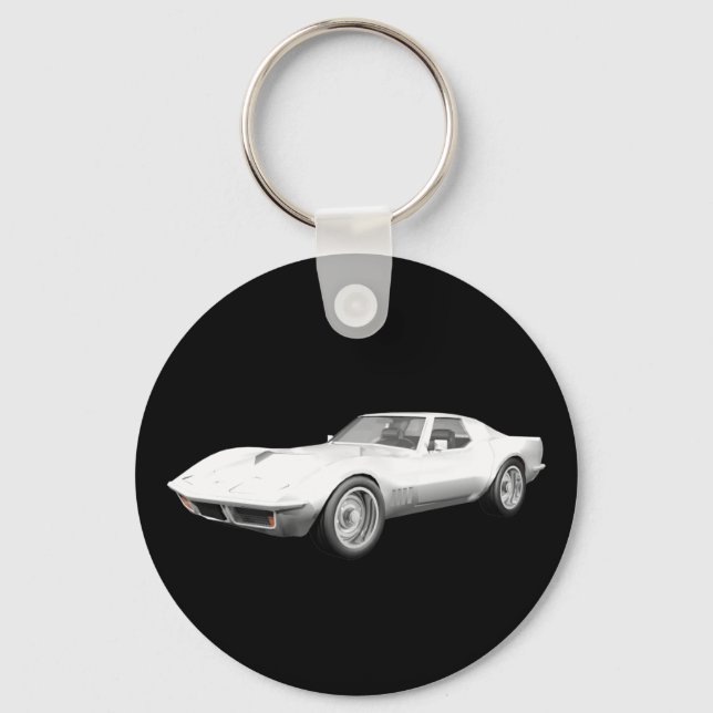 Llavero Coche deportivo Corvette 1970: acabado blanco (Anverso)