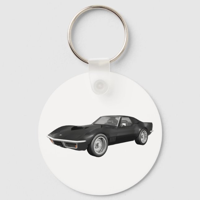 Llavero Coche deportivo Corvette 1970: acabado negro (Anverso)