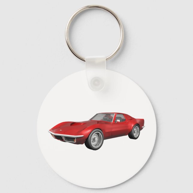 Llavero Coche deportivo Corvette 1970: Fin rojo (Anverso)