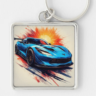 Llavero Coche deportivo estilizado con pinceladas dinámica