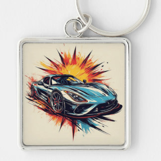 Llavero Coche deportivo estilizado con pinceladas dinámica