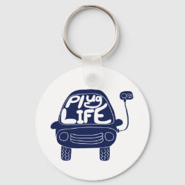 Llavero Coche eléctrico azul de la marina Plug Life Cute