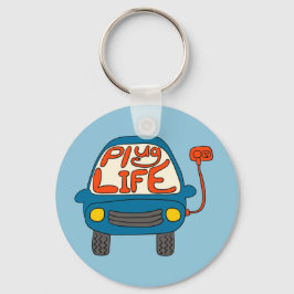 Llavero Coche eléctrico azul Plug Life Cute