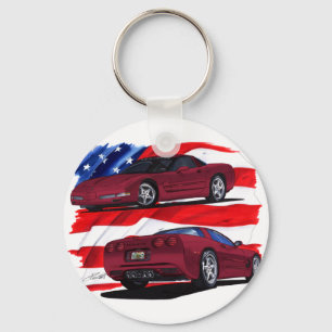 Llavero Coche Maroon Corvette 1999-04