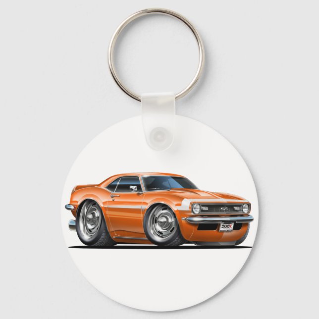 Llavero Coche Naranja-blanco de Camaro 1968 (Anverso)