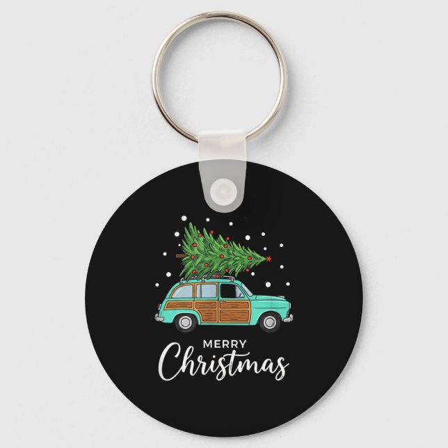 Llavero Coche Retro de Navidad con Árbol de Navidad - Feli (Anverso)