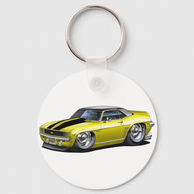 Llavero Coche superior Camaro amarillo-negro de 1969 (Anverso)
