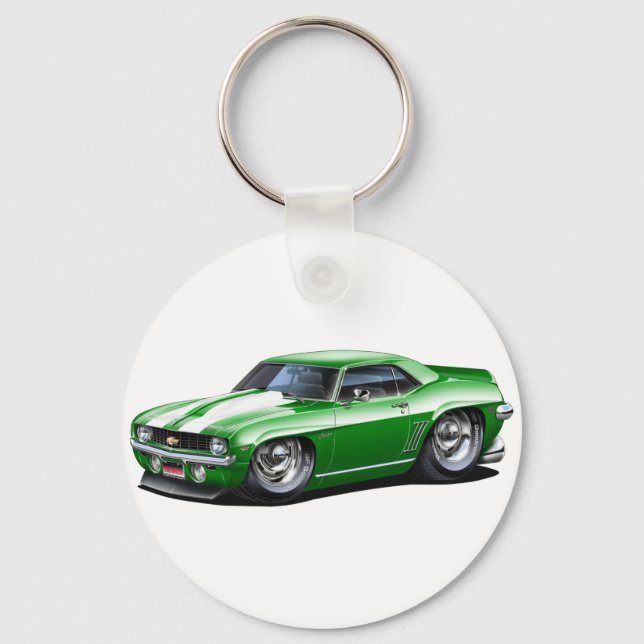 Llavero Coche verde-blanco Camaro SS de 1969 (Anverso)