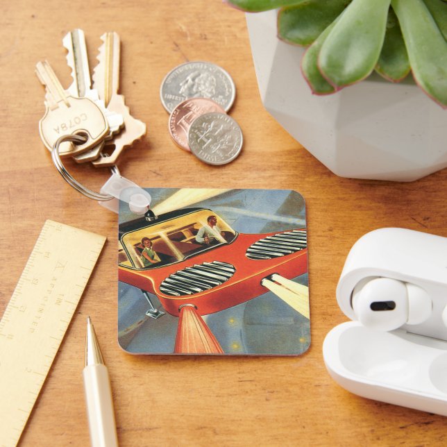 Llavero Coche Volador Futurista de Ciencia Ficción Antiguo (Escritorio )