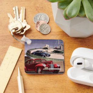 Llavero Coches antiguos, viaje por carretera en sedanes cl